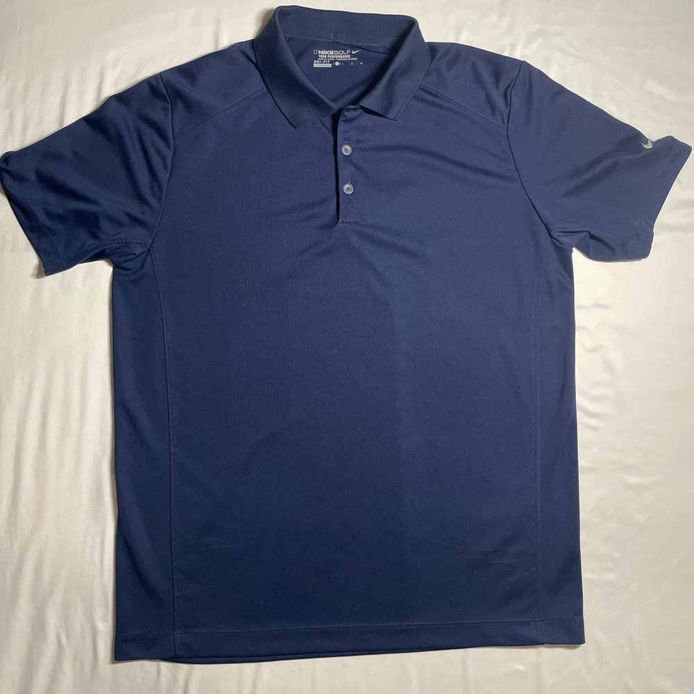 Nike Golf Polo Shirt Mens Large Tour Performance Dri-Fit Blue Sports Active